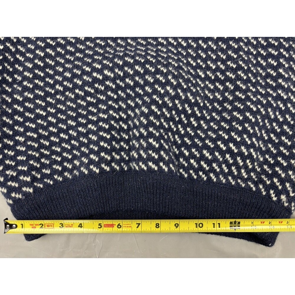Vintage LL Bean Norwegian Birdseye Fair Isle Fisherman Wool Sweater Size L Blue - Picture 9 of 13